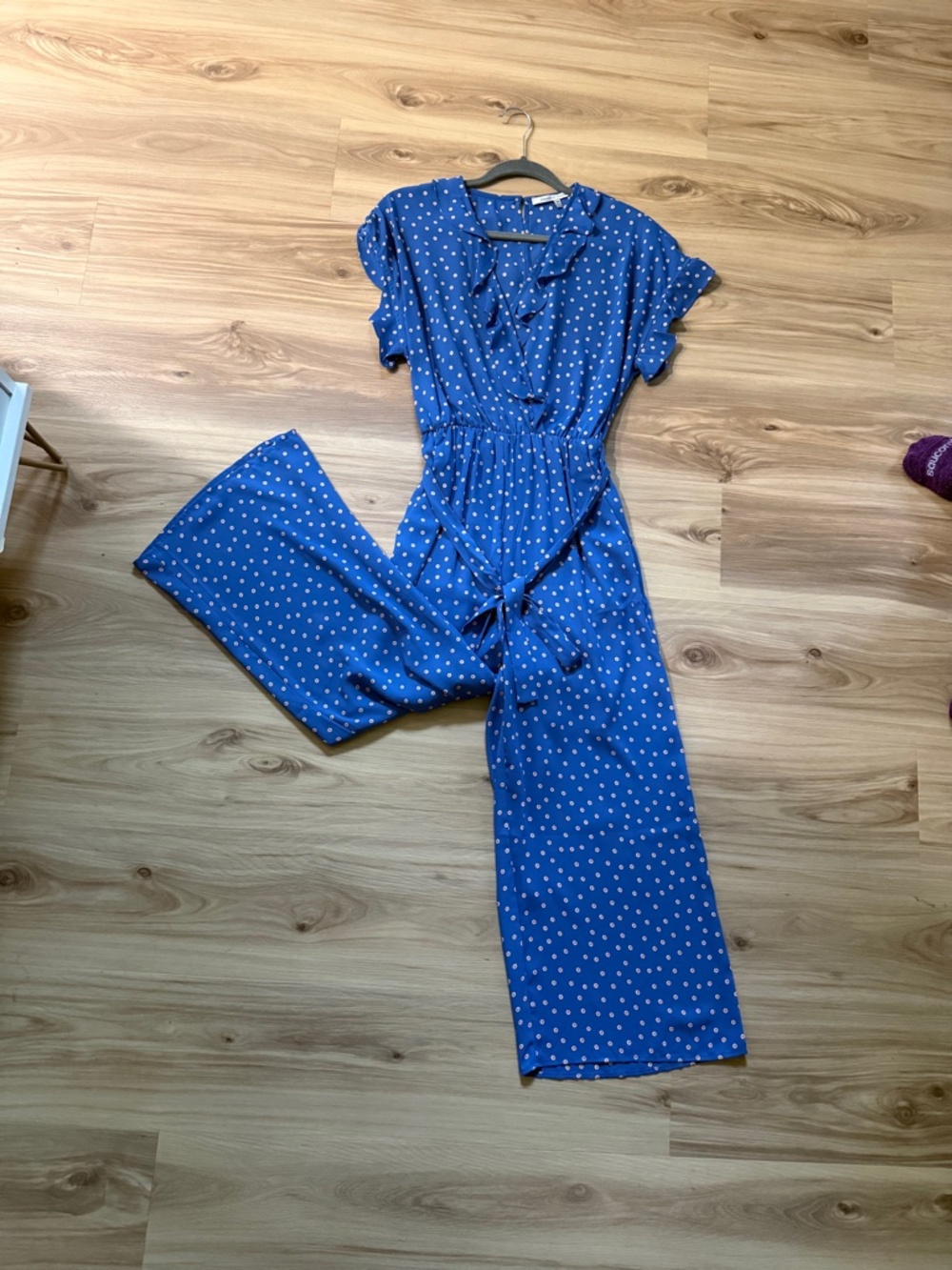 Vici Blue Polka-Dot Jumpsuit- Size XS